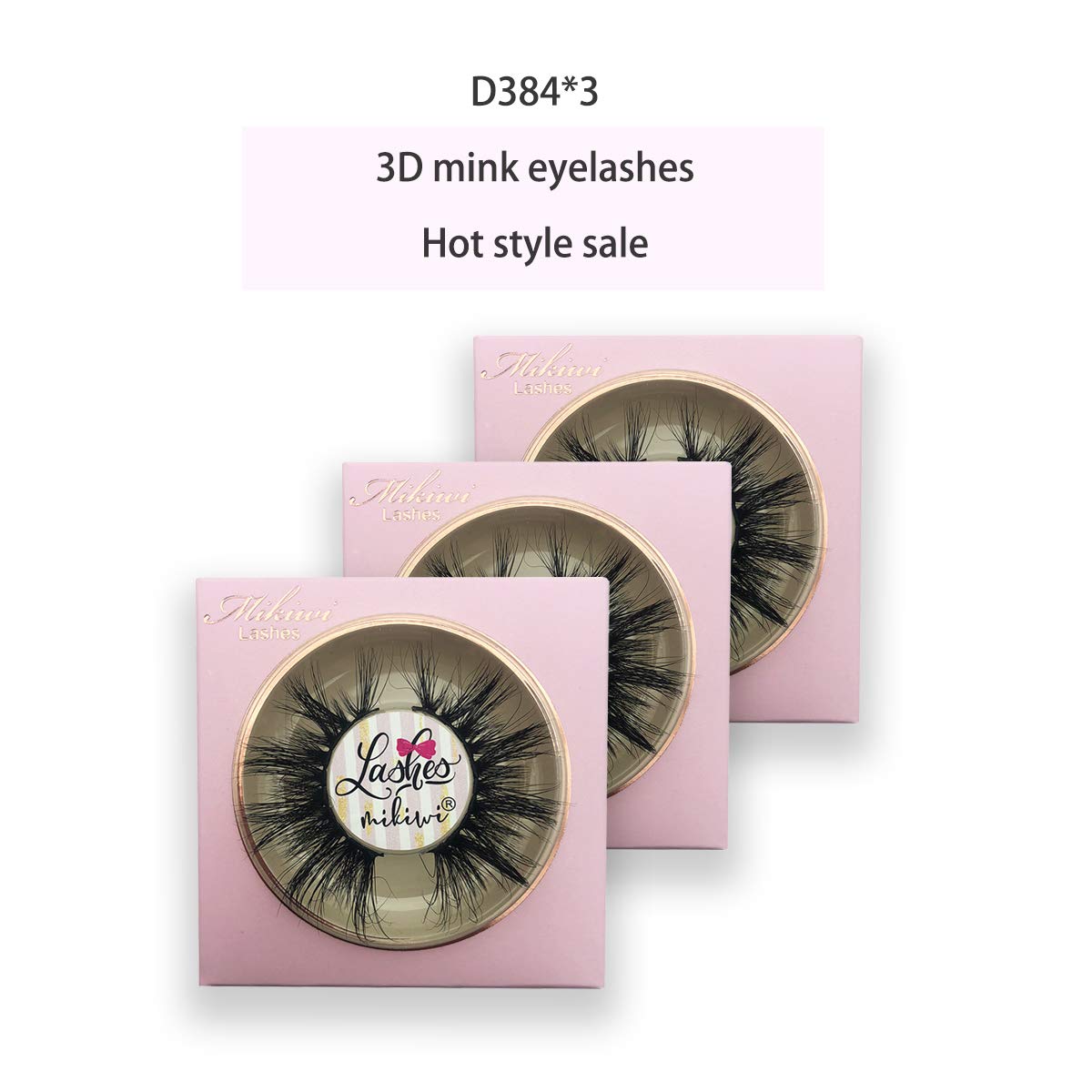 Mikiwi cils mink 3D D384-3 trio de cils prête à l'emploi.