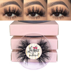 Cils en vison 3D Mikiwi D390-3, trio pour look volumieux.