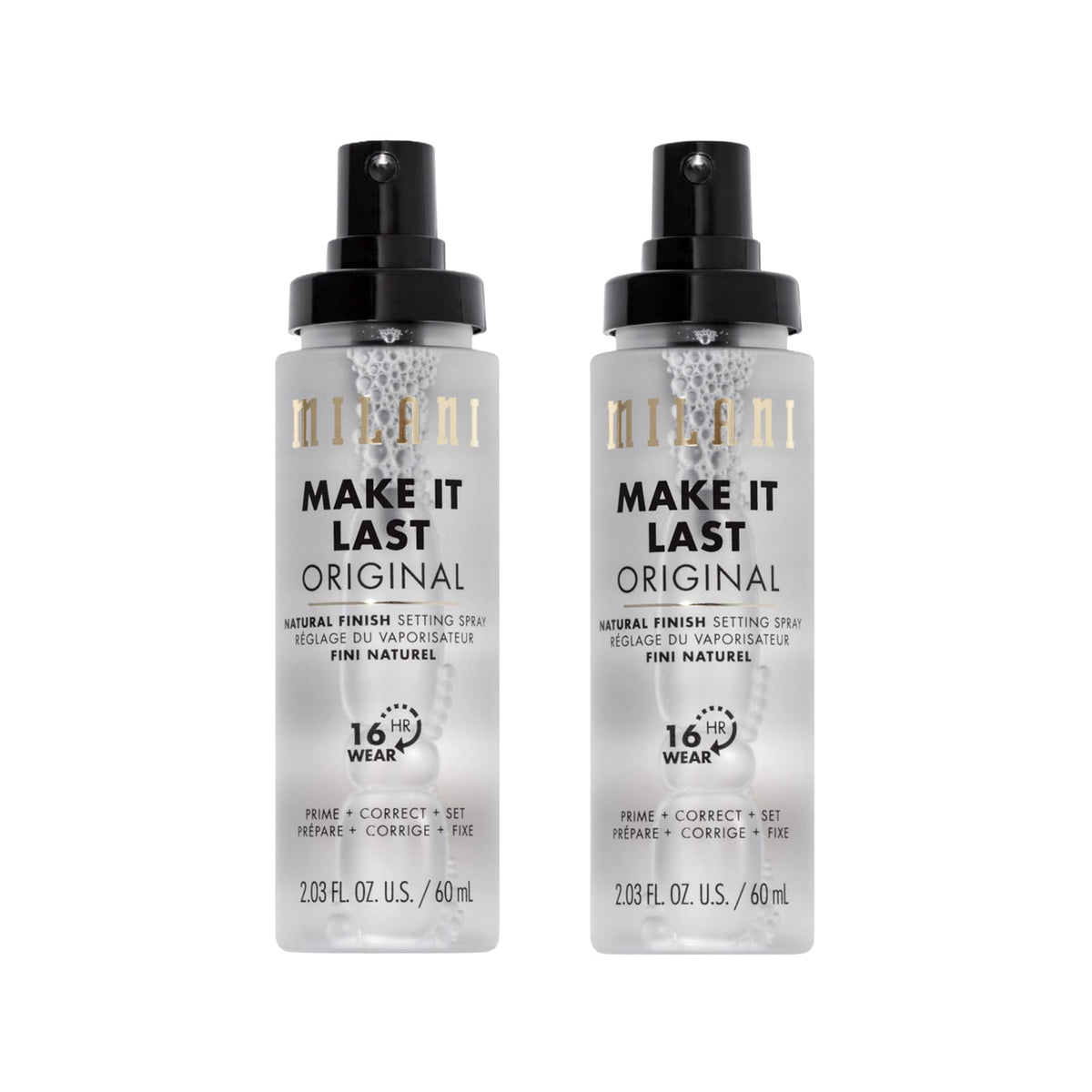 Milani apprêt et fixateur original, bouteille prête à préparer et fixer le maquillage.