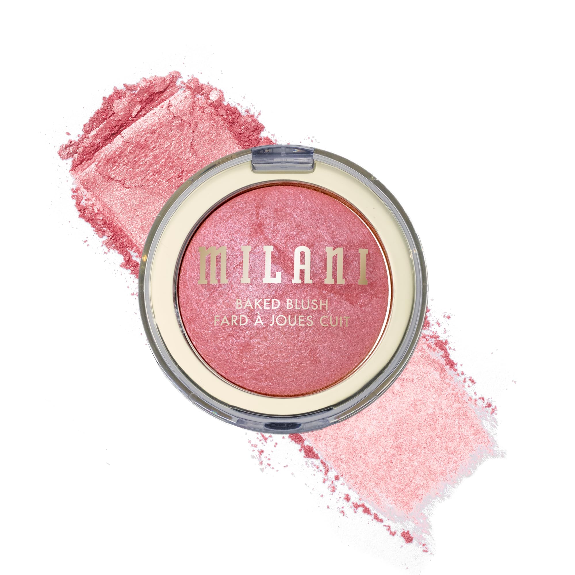Milani Baked Blush Dolce Pink packaging close-up, portable and travel-friendly.