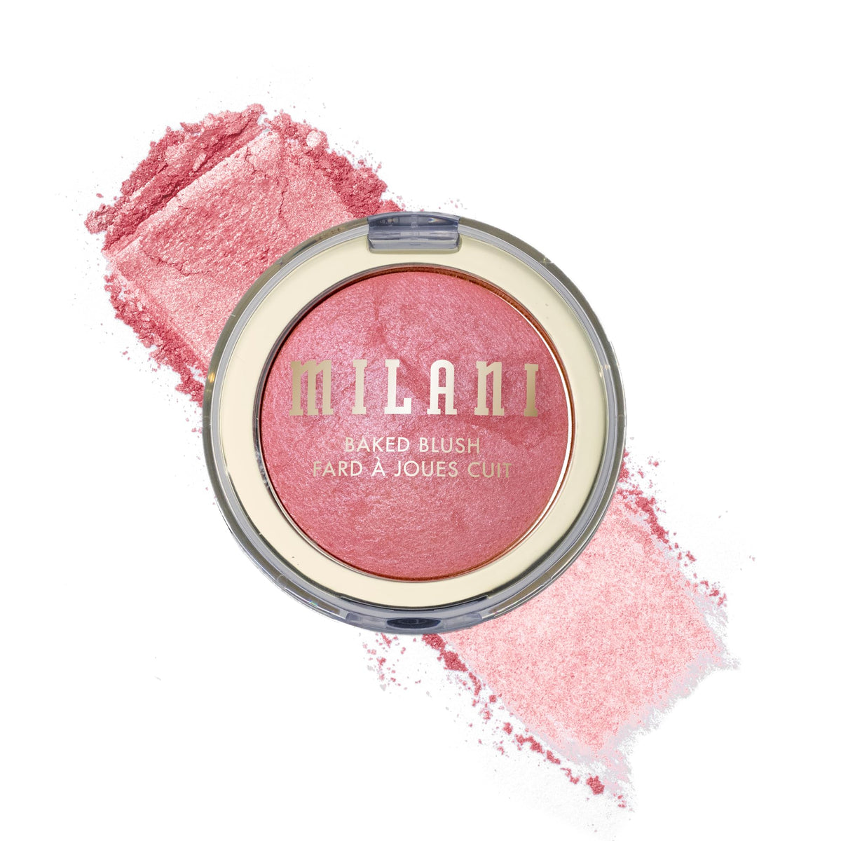 Milani Baked Blush Dolce Pink packaging close-up, portable and travel-friendly.
