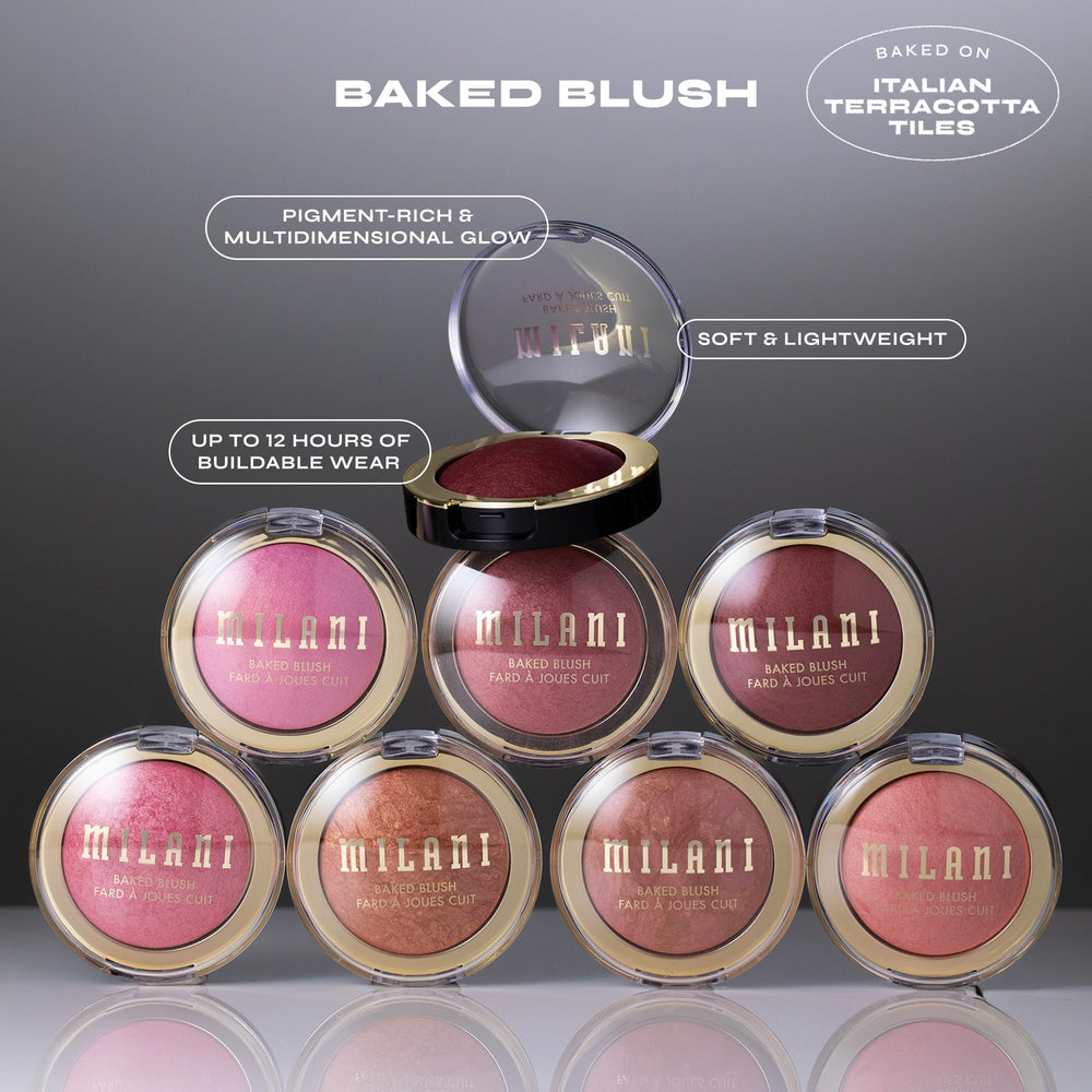 Milani Baked Blush Dolce Pink eight shade variety suits different undertones.