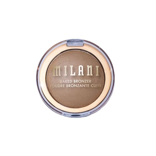 Milani Baked Bronzer application on cheek shows contour