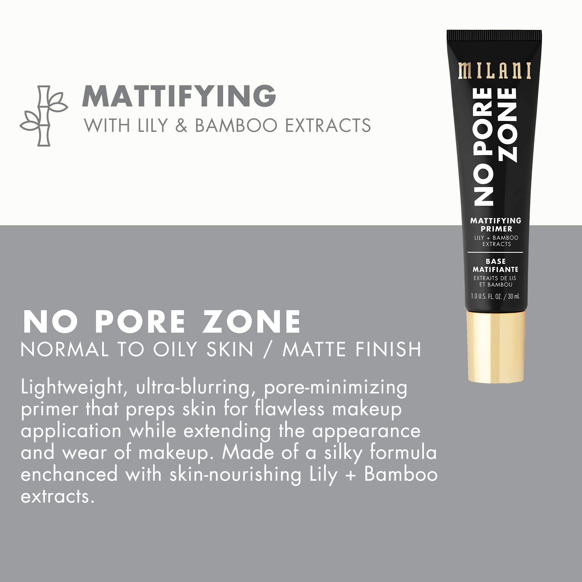 Milani No Pore Zone – SPF30 pour protection solaire lors de l’application.