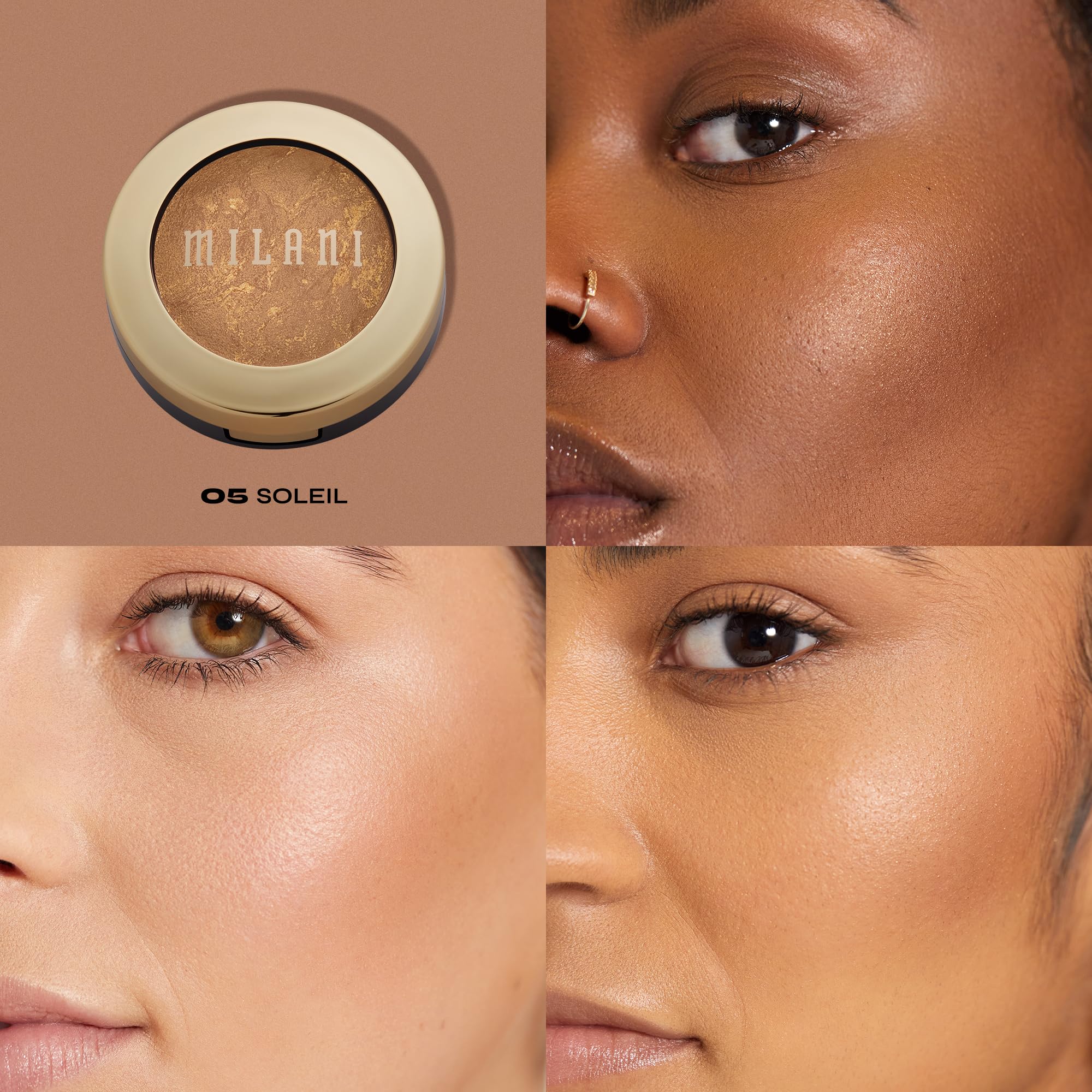 Milani Bronzer Baked Soleil, teinte moyenne pour sculpter les traits et réchauffer le teint.