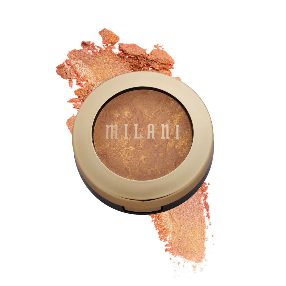 Milani bronzer cuit au four sur terre cuite italienne, éclat naturel et contour précis.