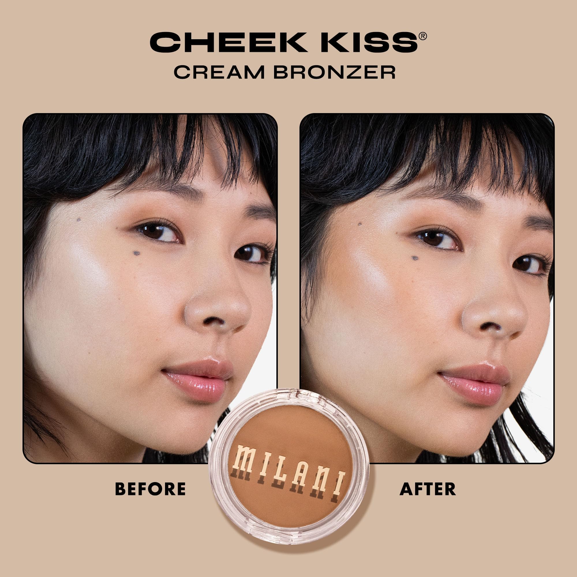 Milani Cheek Kiss Crème Bronzer Spilling Tea, application facile pour contours doux et naturels.