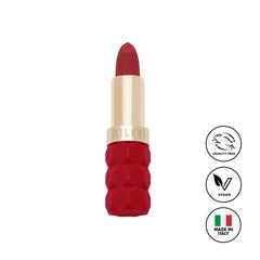 Milani Color Fetish Matte Lipstick Poppy swatches sur la main révélant la couleur