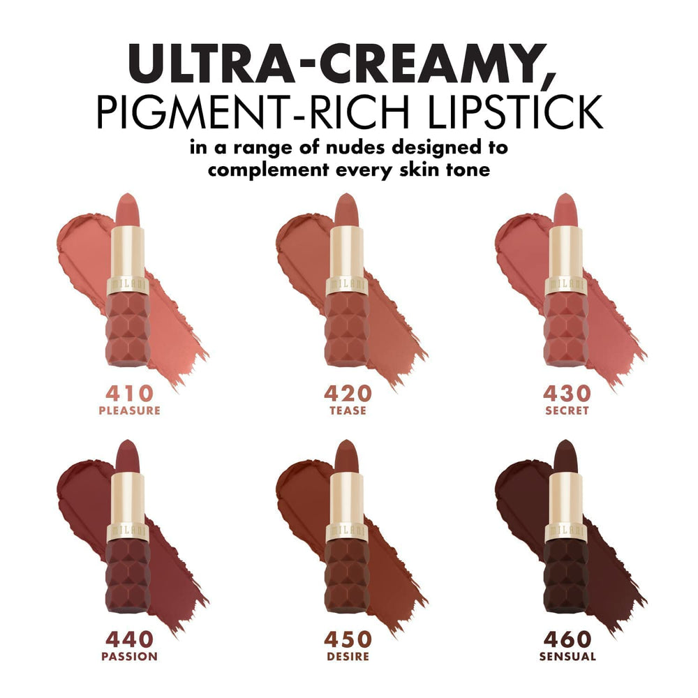 Milani Color Fetish Matte Lipstick Tease: emballage élégant et pratique pour retouches.