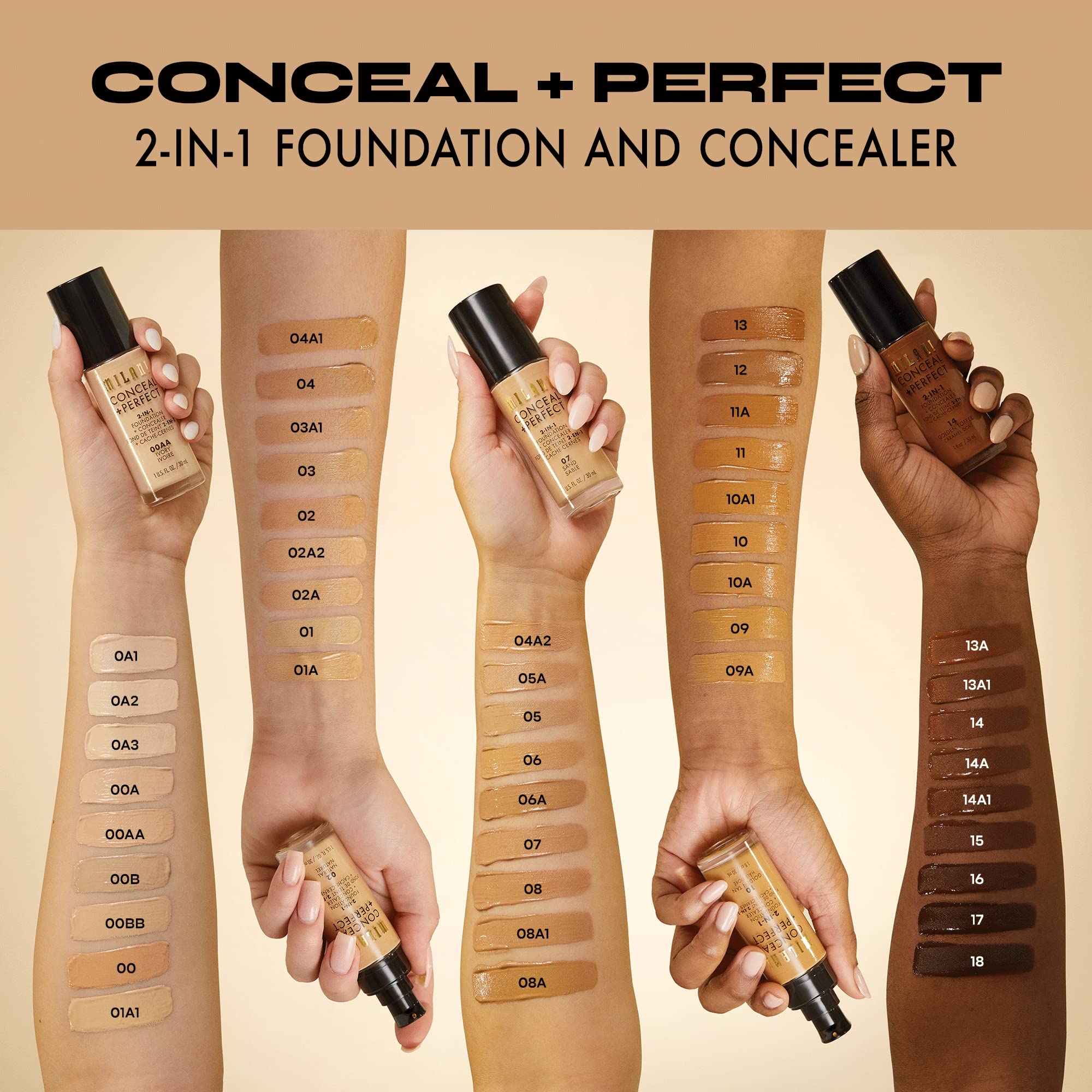 Applicateur précis Milani Conceal + Perfect Espresso pour une application ciblée.