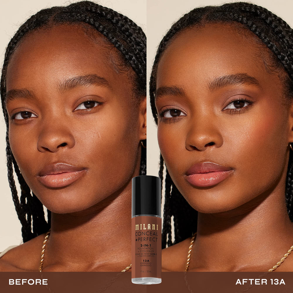 Échantillon-teint Milani Conceal + Perfect Espresso pour tester la nuance.