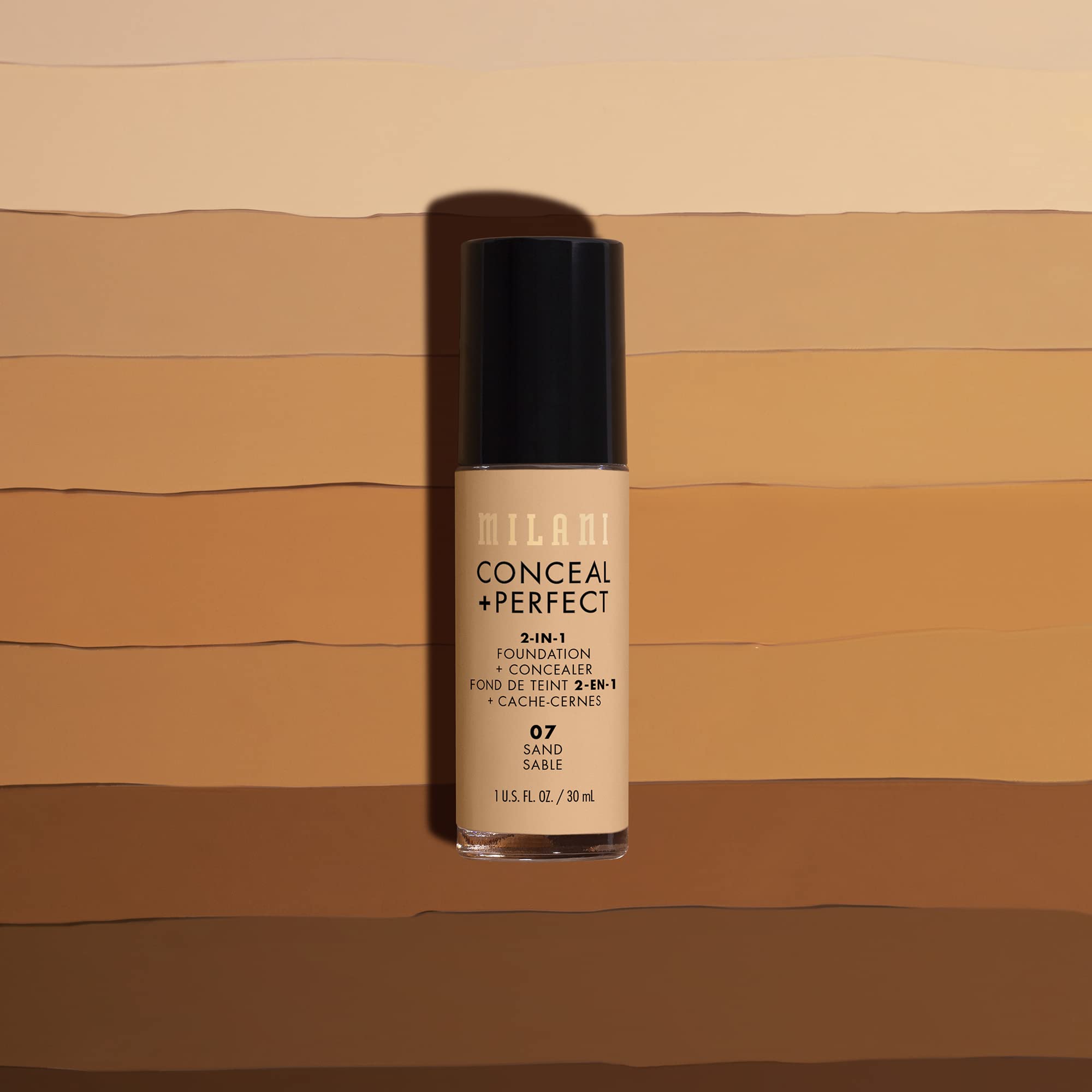 Gamme 45 teintes Milani Conceal + Perfect Espresso pour trouver la bonne nuance.