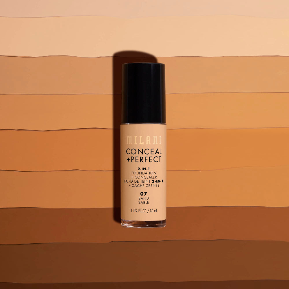 Gamme 45 teintes Milani Conceal + Perfect Espresso pour trouver la bonne nuance.