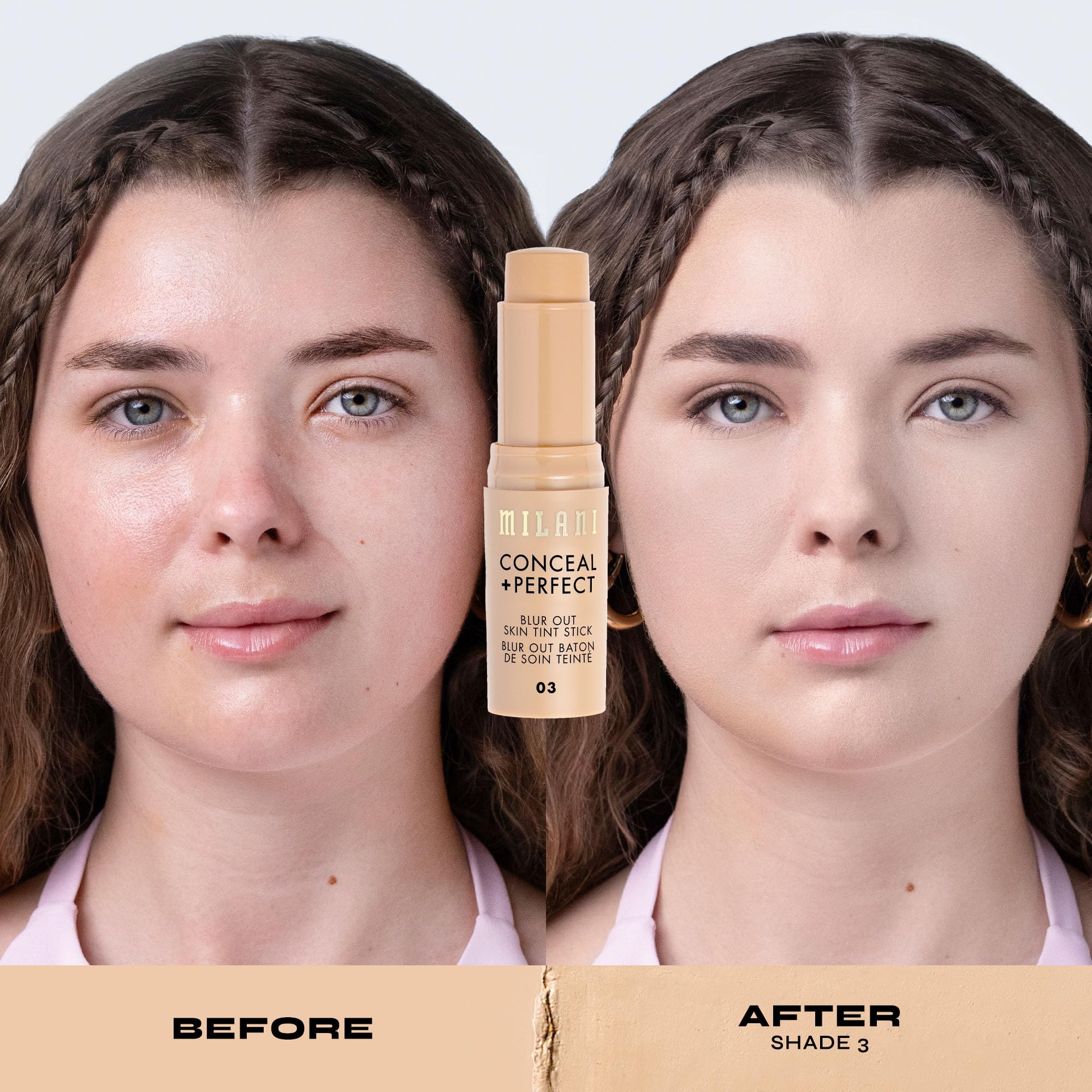 Milani Conceal + Perfect Stick 03 — formulation nourrissante pour peau confortable.