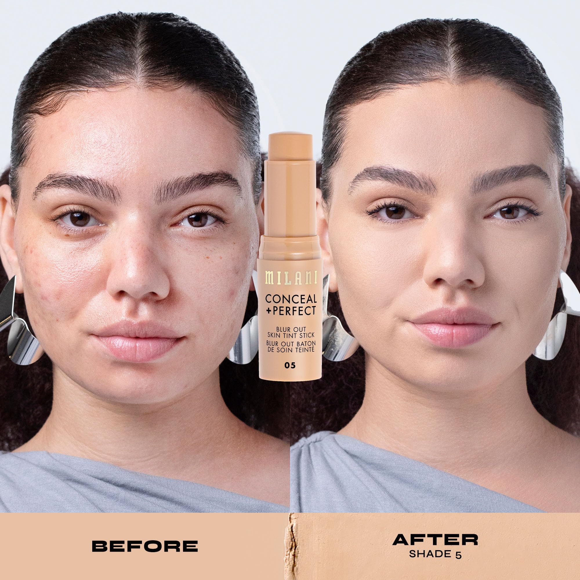 Effet lissant des imperfections grâce au Milani Conceal + Perfect Stick Teint