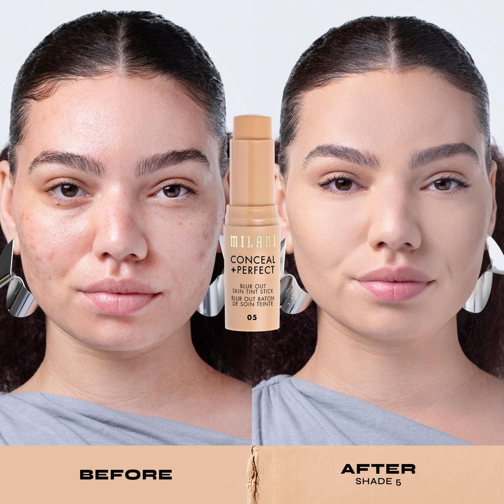 Effet lissant des imperfections grâce au Milani Conceal + Perfect Stick Teint