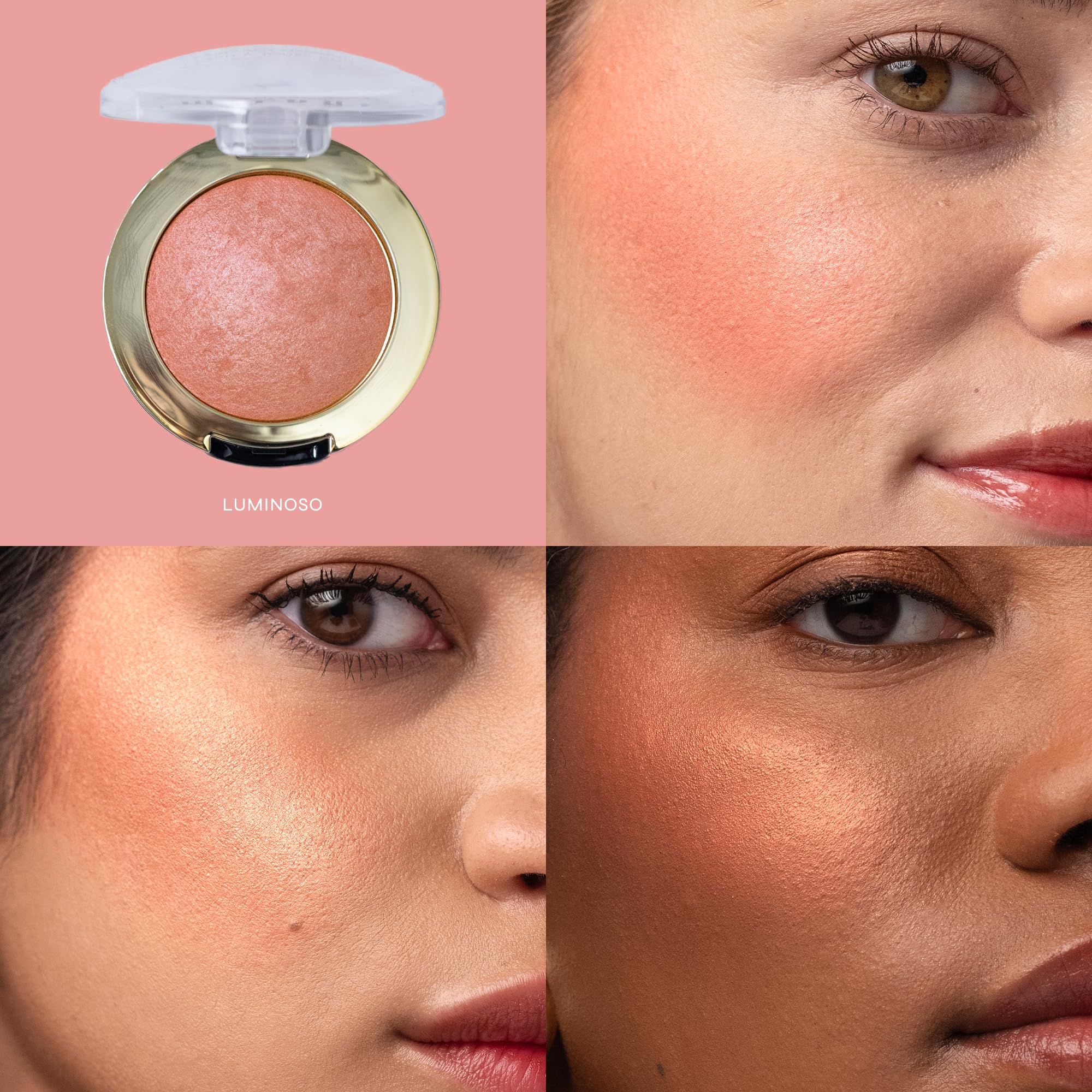 Milani Fard à Joues: teinte rosacee brillante pour un éclat radieux.