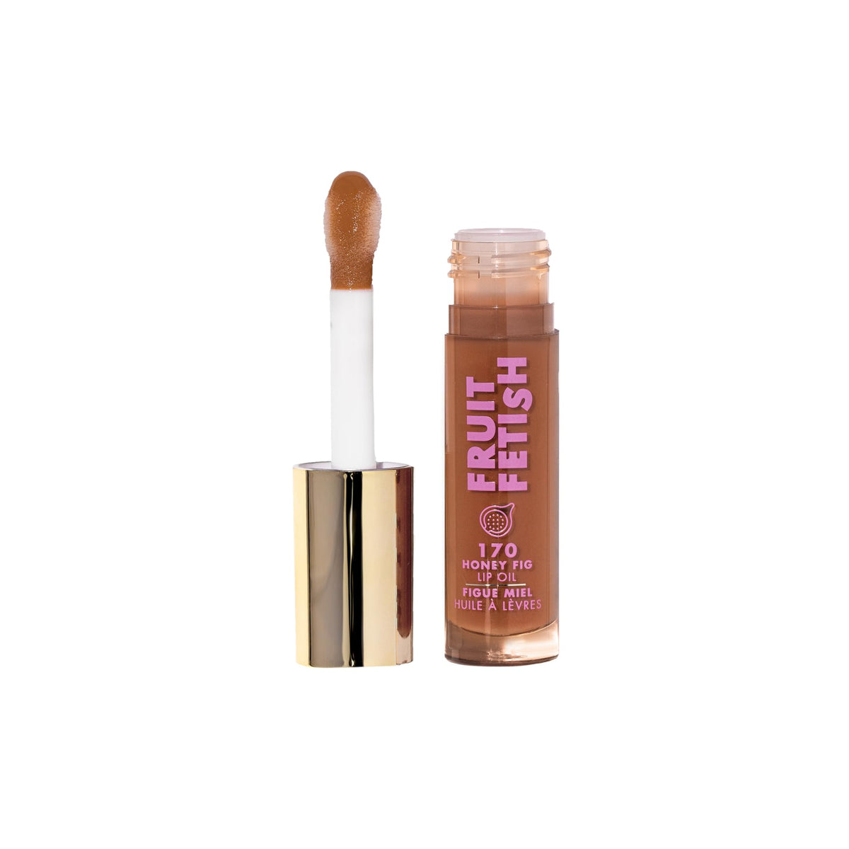 Milani Fruit Fetish Lip Oil, bouteille figue-miel offrant hydratation légère.