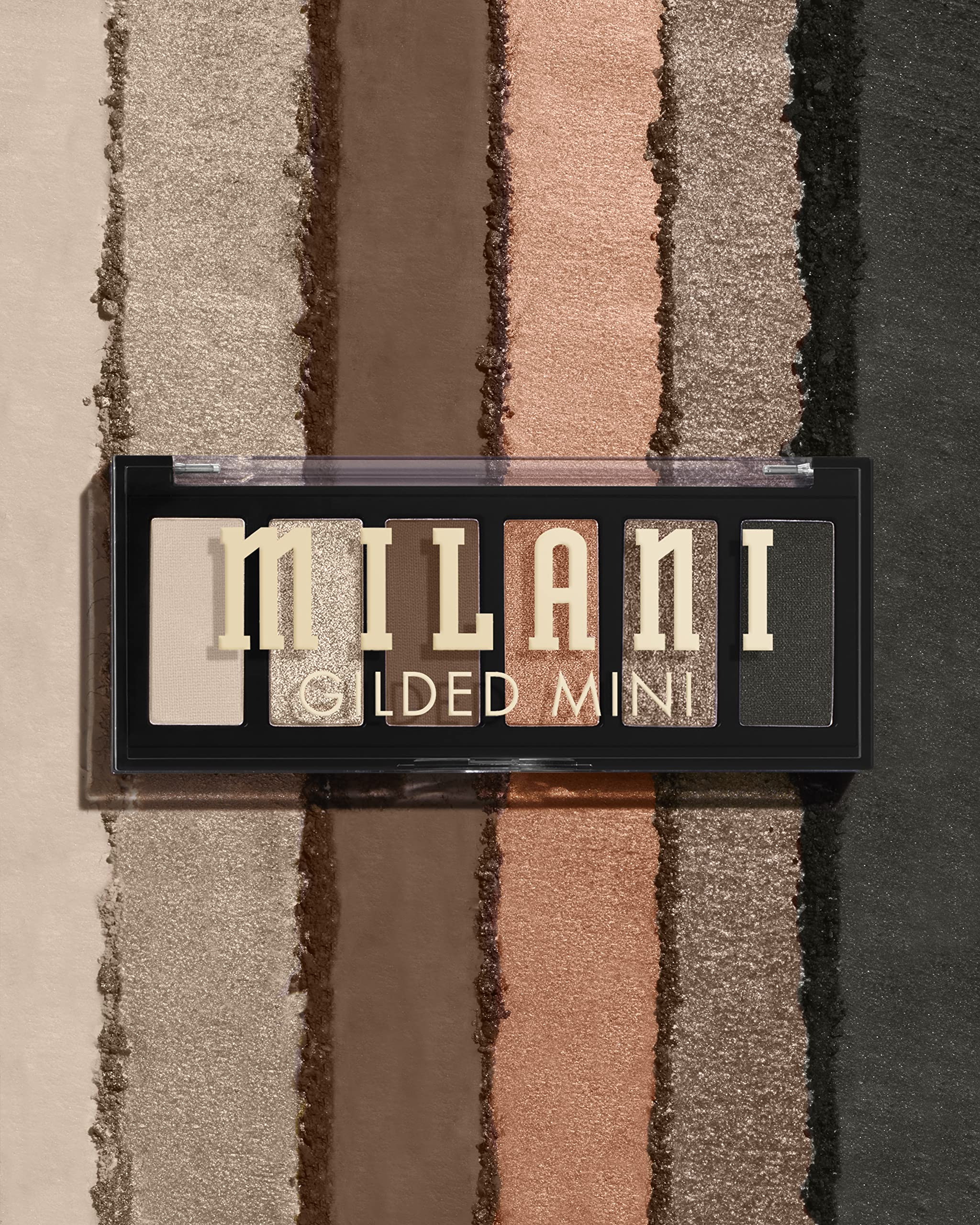 Milani Gilded Mini Yeux – échantillons de couleurs montrant un pigment riche et durable.