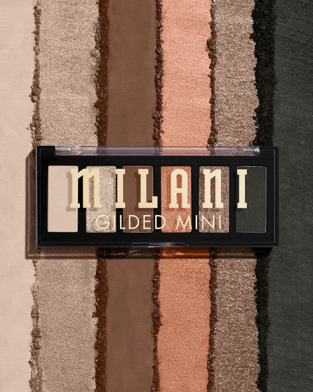 Milani Gilded Mini Yeux – échantillons de couleurs montrant un pigment riche et durable.