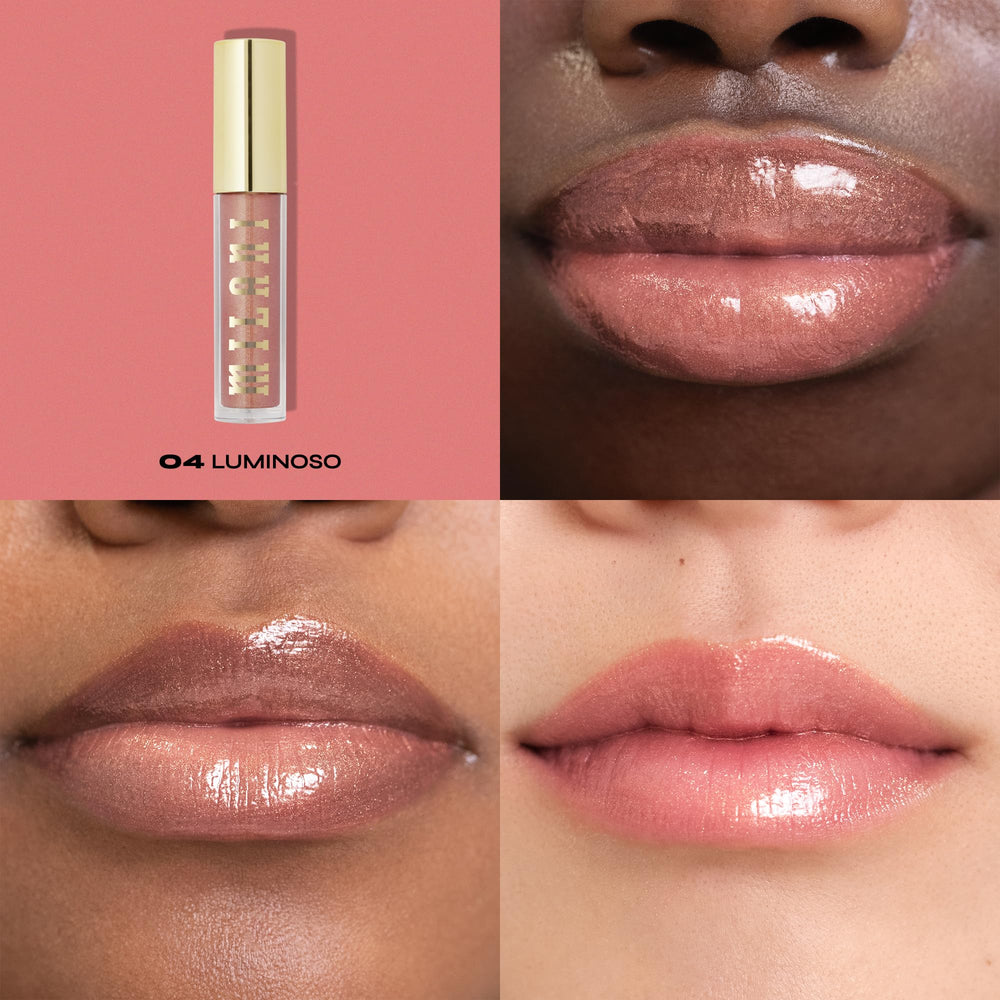 Milani brillant à lèvres avec acide hyaluronique et peptides pour nourrir.