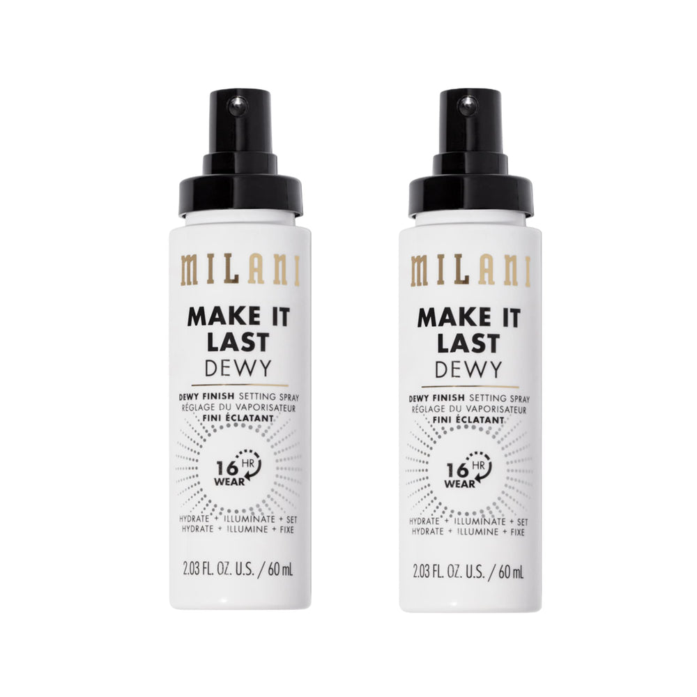 Milani Make It Dewy, flacon-pompe montrant l'hydratation lumineuse prête à l'emploi.