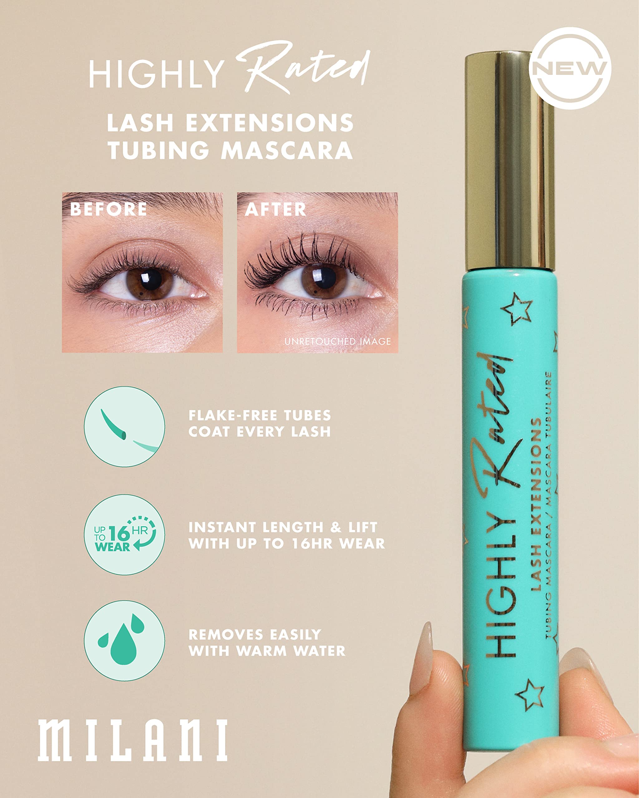Milani Mascara – démaquillage facile à l’eau tiède.