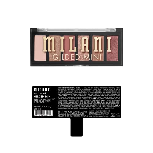 Ombres mat et irisées Milani Mini, texture lisse et pigmentation nette en rose.