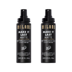 Milani setting-spray-charbon-mat, bouteille vue de face offre une fixation longue durée.