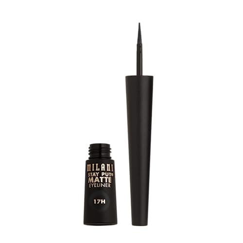 Pinceau précis Milani Stay Put Matte Liquid Liner prêt à l’emploi.