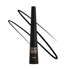 Milani Stay Put Matte Liquid Liner en bouteille noire; fini mat et longue tenue.