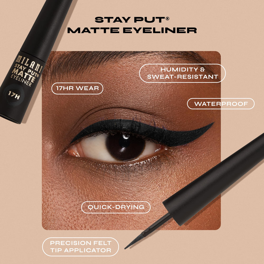 Fini mat et élégant avec Milani Stay Put Matte Liquid Liner.