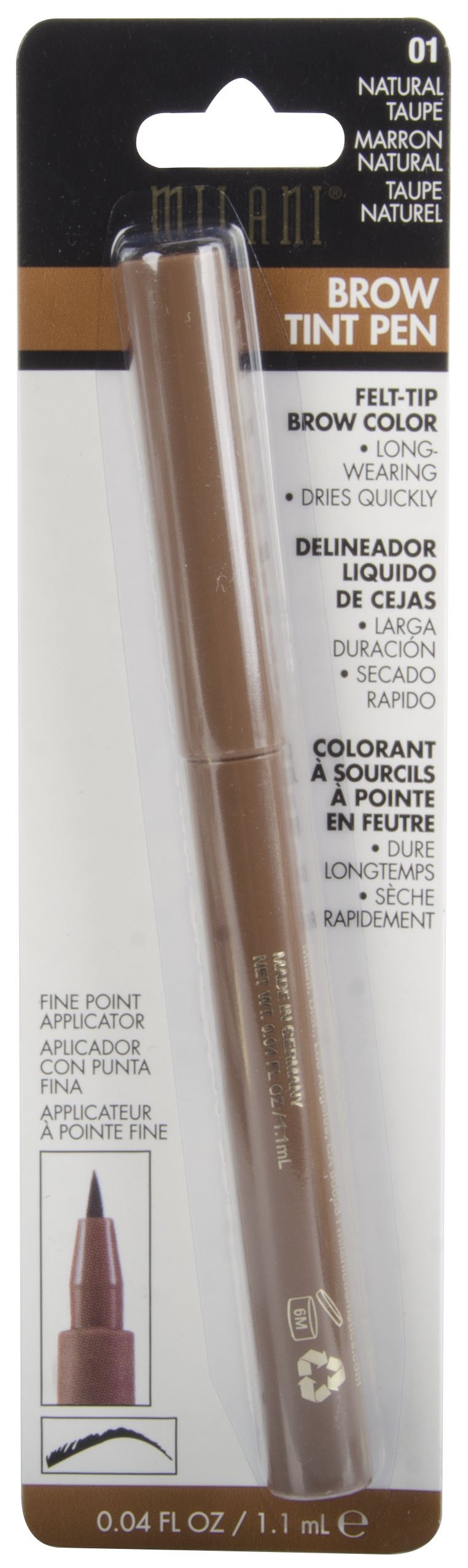 Milani stylo-teinte sourcils, définition précise et fini mat naturel.