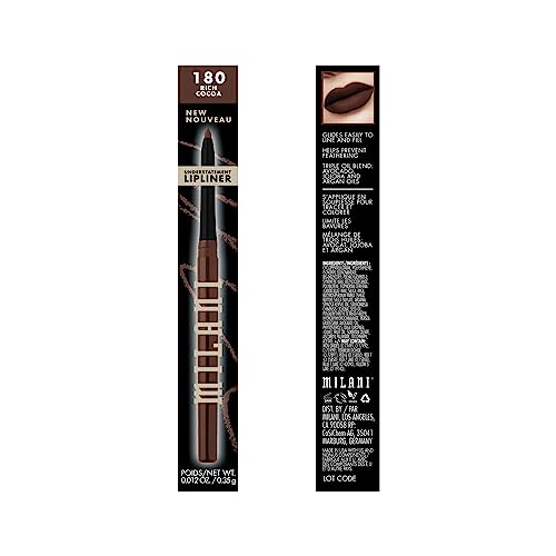Échantillons de teintes 12 du Milani Understatement Lipliner sur peau