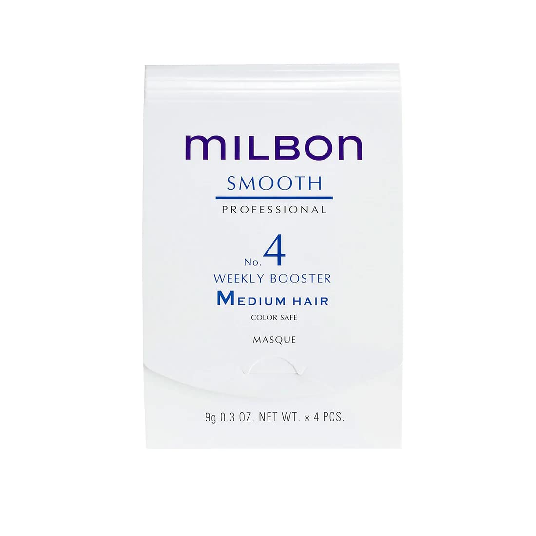 Soin hebdomadaire Milbon Signature Smooth No.4 pour cheveux moyens, flacon prêt à l’emploi.