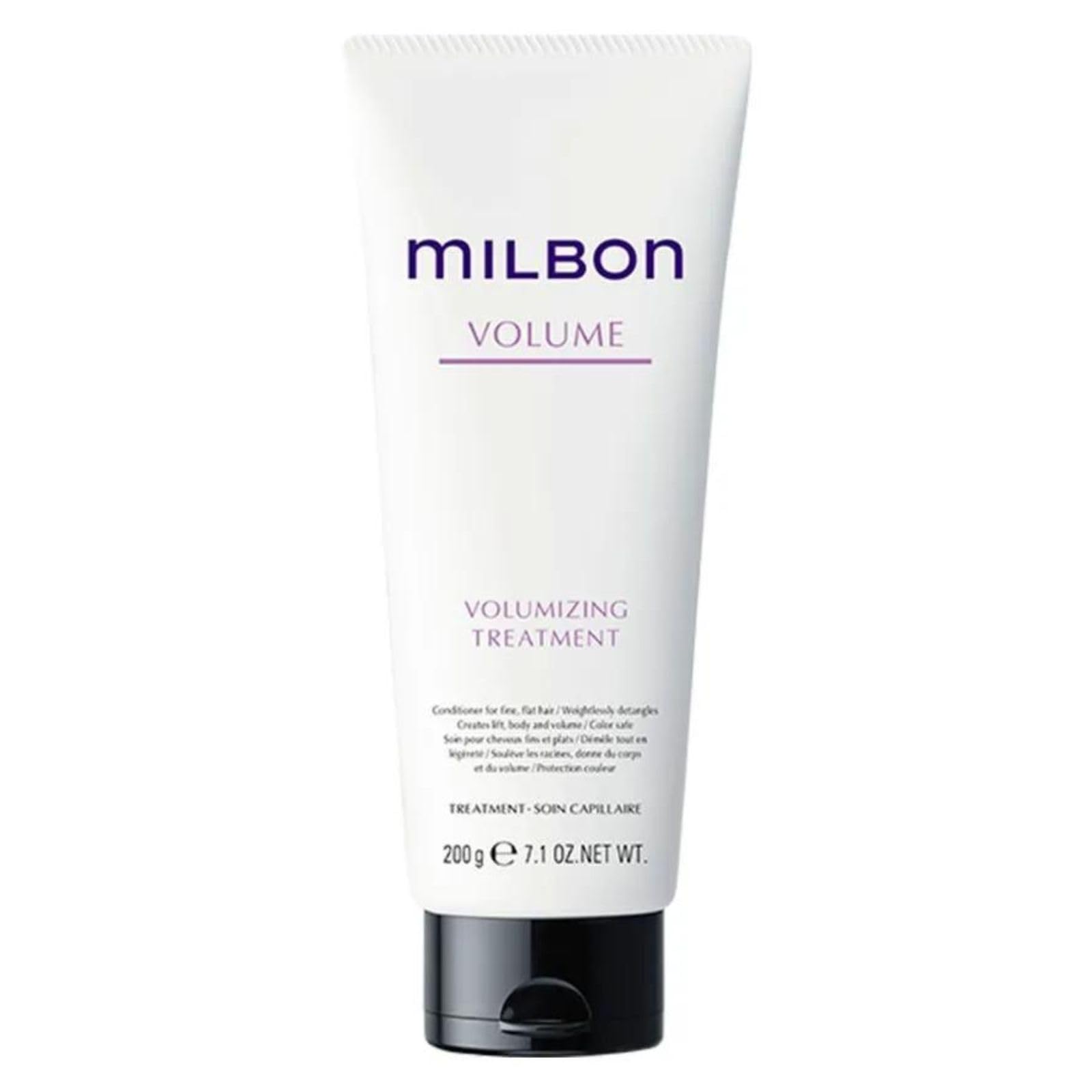 Cheveux volumisés grâce à Milbon, texture légère et douceur durable.