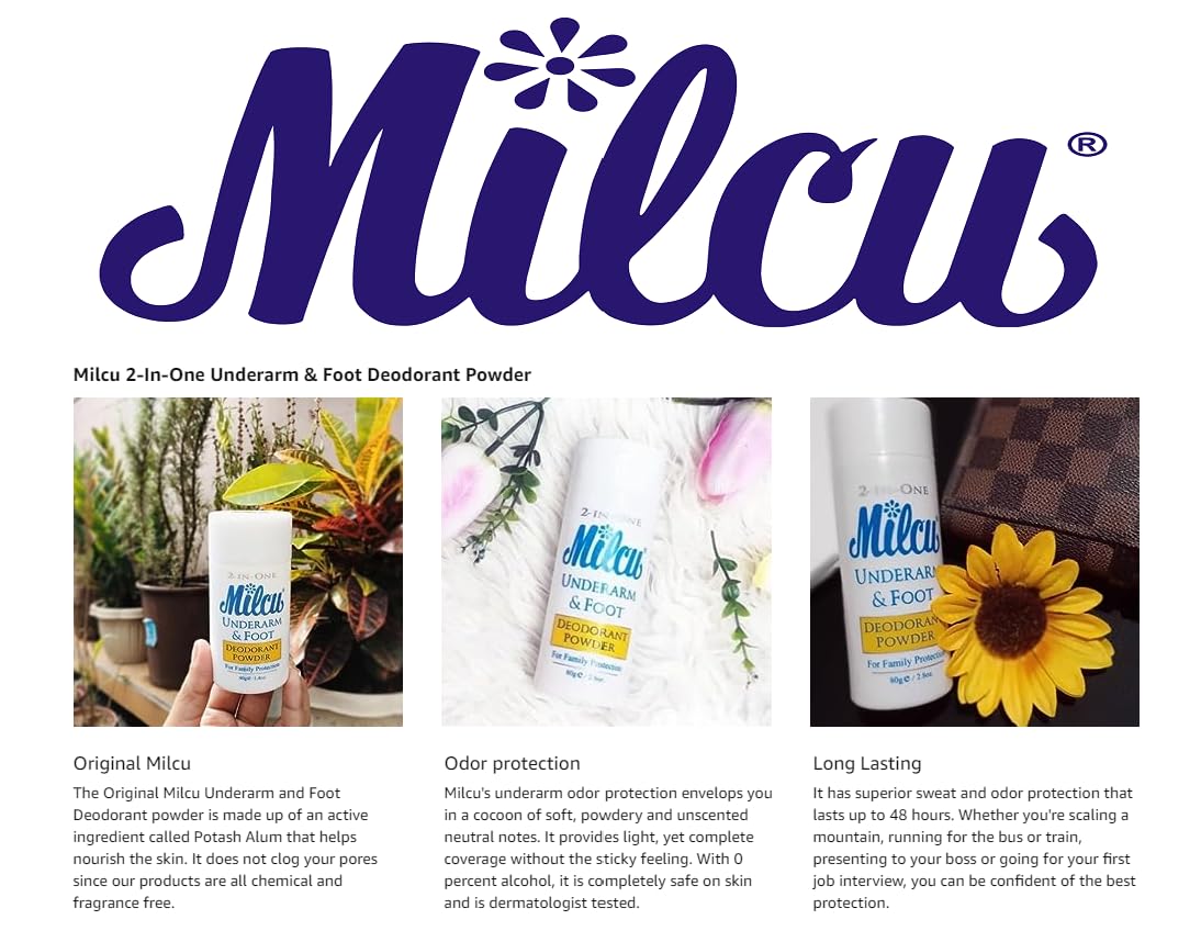 Milcu poudre déodorante emballage grand format: économie et longue tenue.