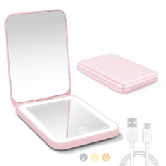 Milishow miroir compact LED, éclairage intégré pour retouches rapides.