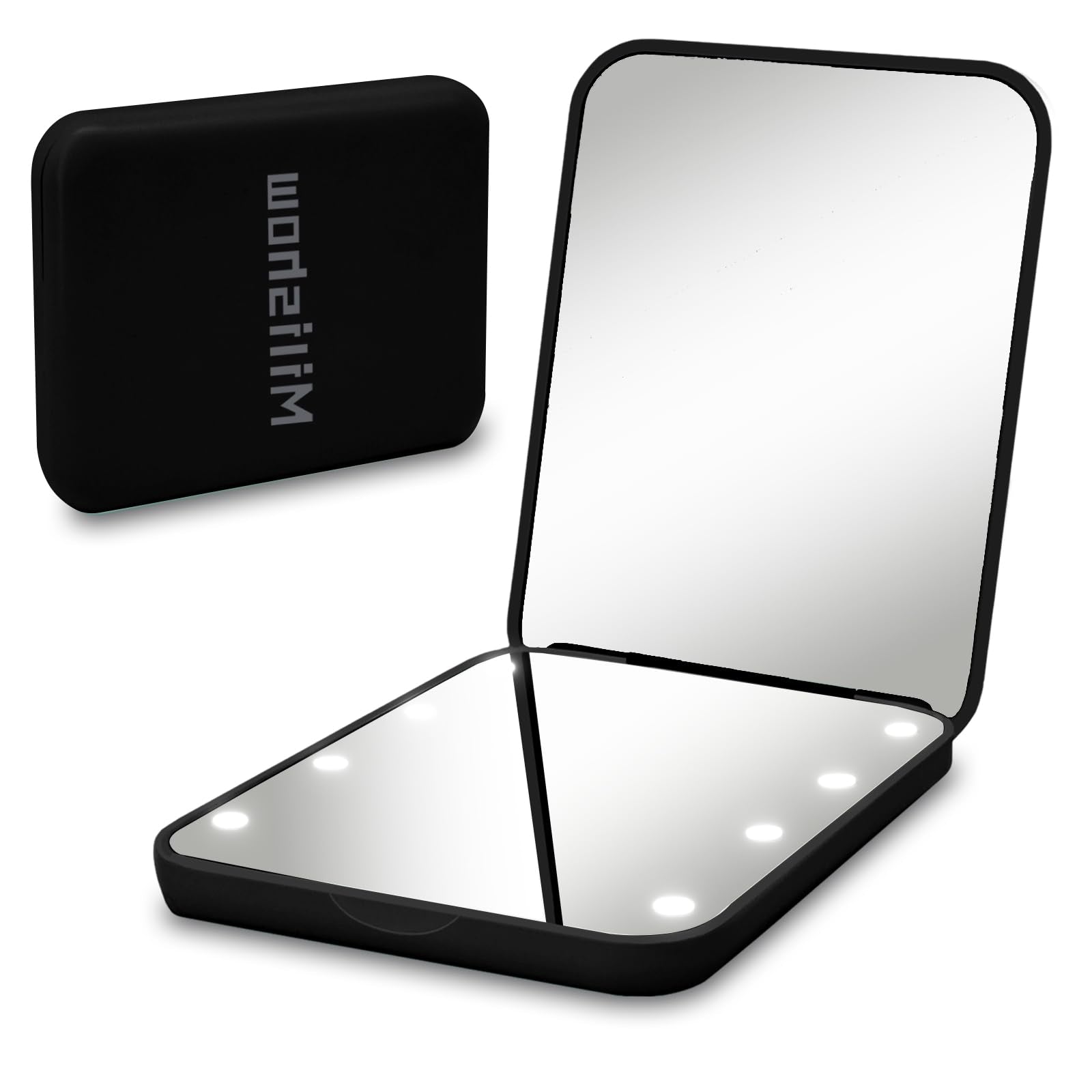 Milishow miroir poche 1x 8 DEL: éclairage pratique pour un maquillage précis.