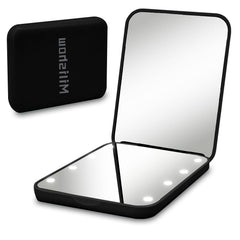 Milishow miroir poche 1x 8 DEL: éclairage pratique pour un maquillage précis.