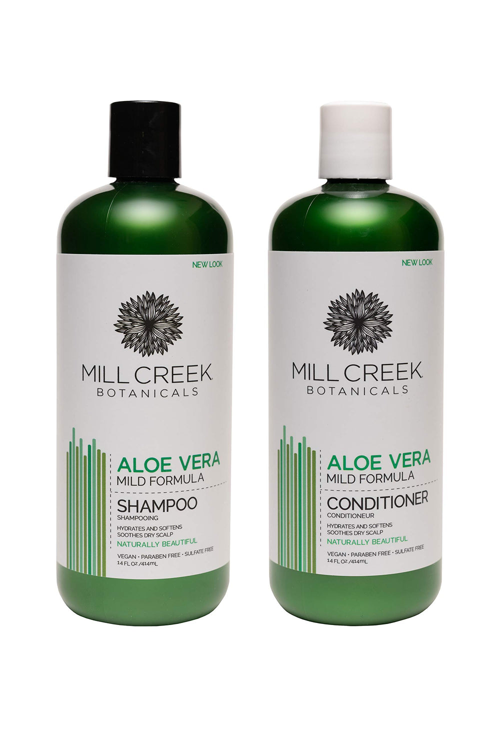 Mill Creek Aloe Vera Shampoing: bouteille, hydrate les cheveux et apaise le cuir chevelu.