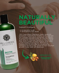 Ingrédients argan et aloe vera, Mill Creek Biotine Shampoing, soin nourrissant.