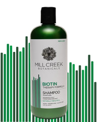 Paquet de deux Mill Creek Biotine Shampoing, emballage double pratique.
