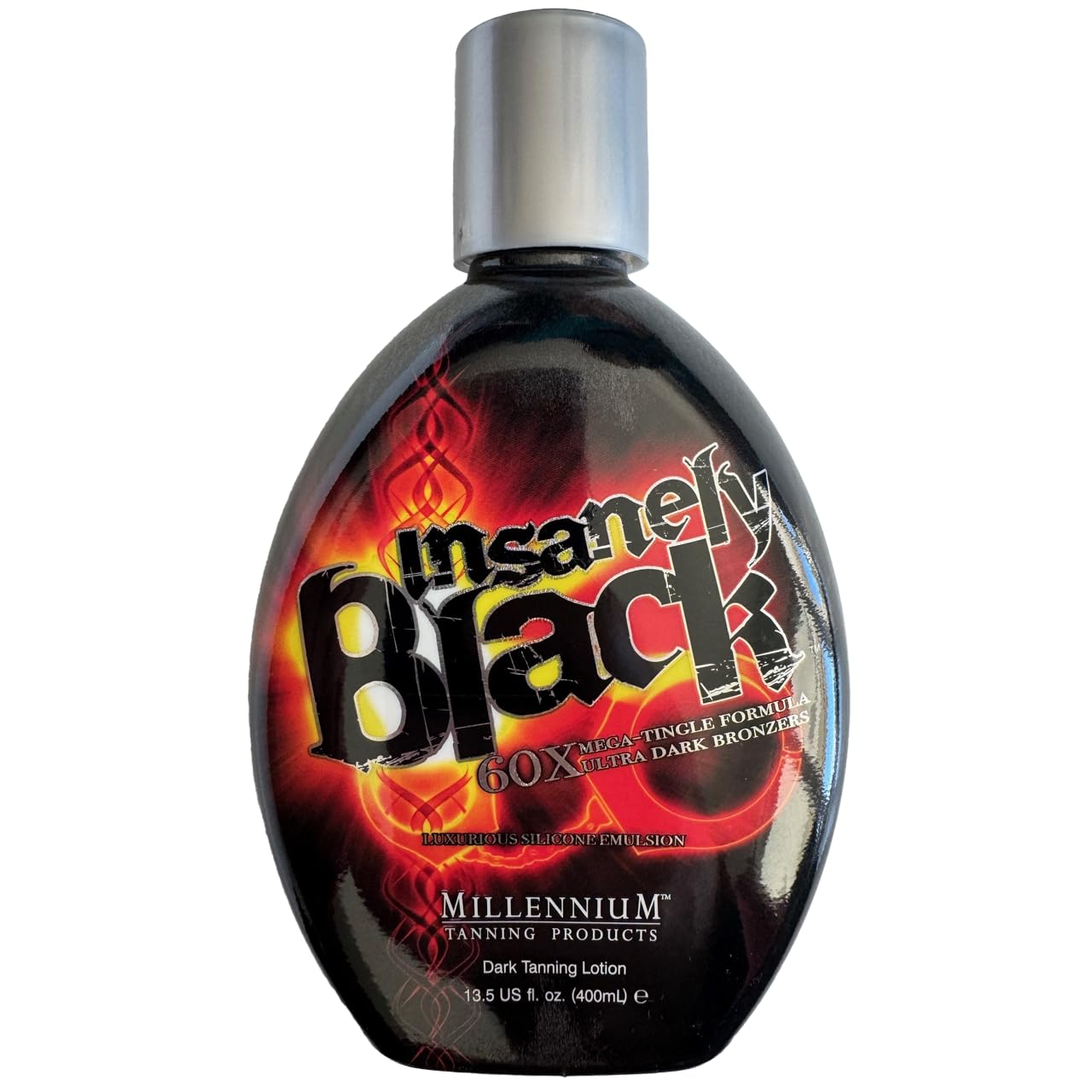 Millennium Tanning Insanely Black 60x – bouteille ergonomique facilitant une application précise et confortable.