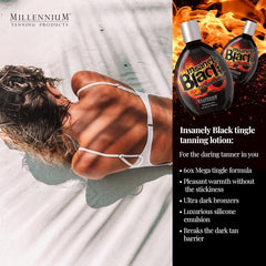 Millennium Tanning Insanely Black 60x – pompe intégrée pour doser facilement et proprement.