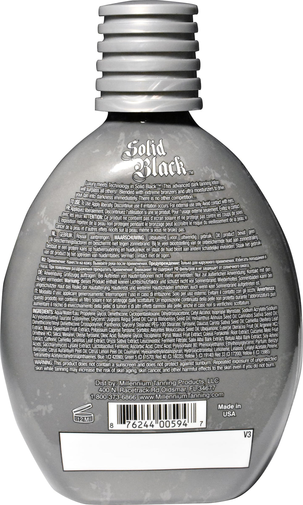 Millennium Tanning Solid Black 100X : idéal en cabine et en extérieur.