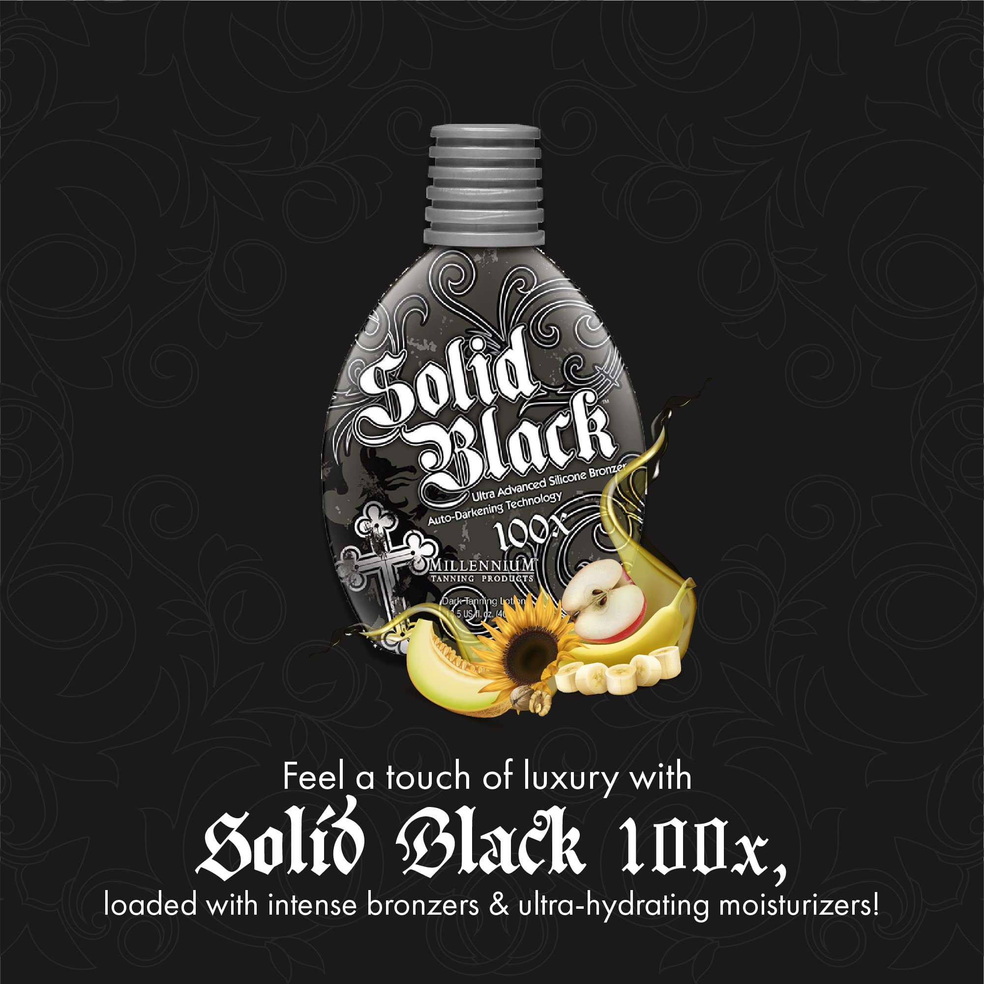 Millennium Tanning Solid Black 100x, vitamines nourrissantes pour peau douce.
