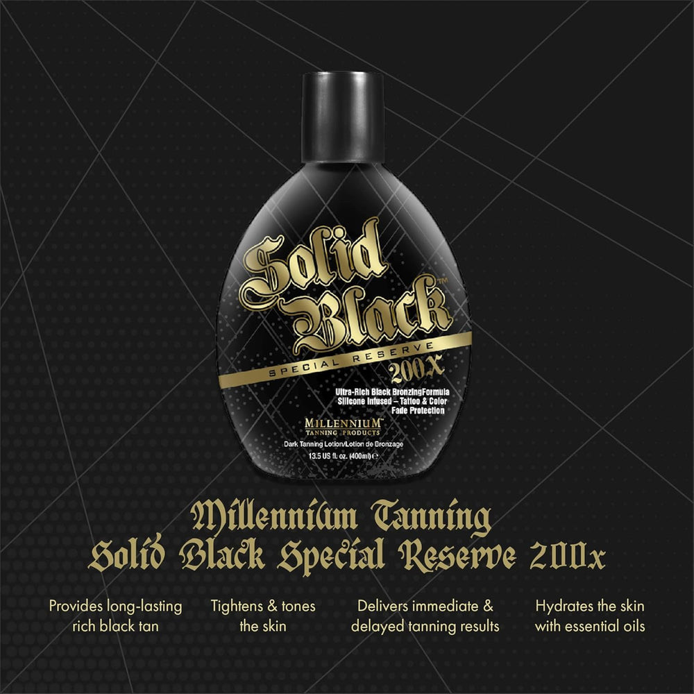 Millennium Tanning Solid Black 200X : texture silicone pour une application lisse.