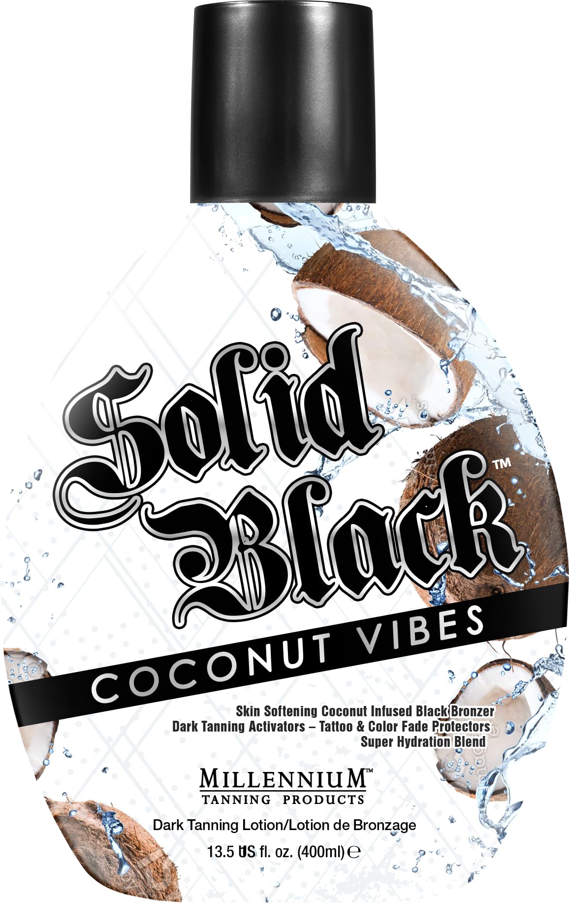 Millennium Tanning Solid Black Coconut Vibes – protection des tatouages et couleur du bronzage