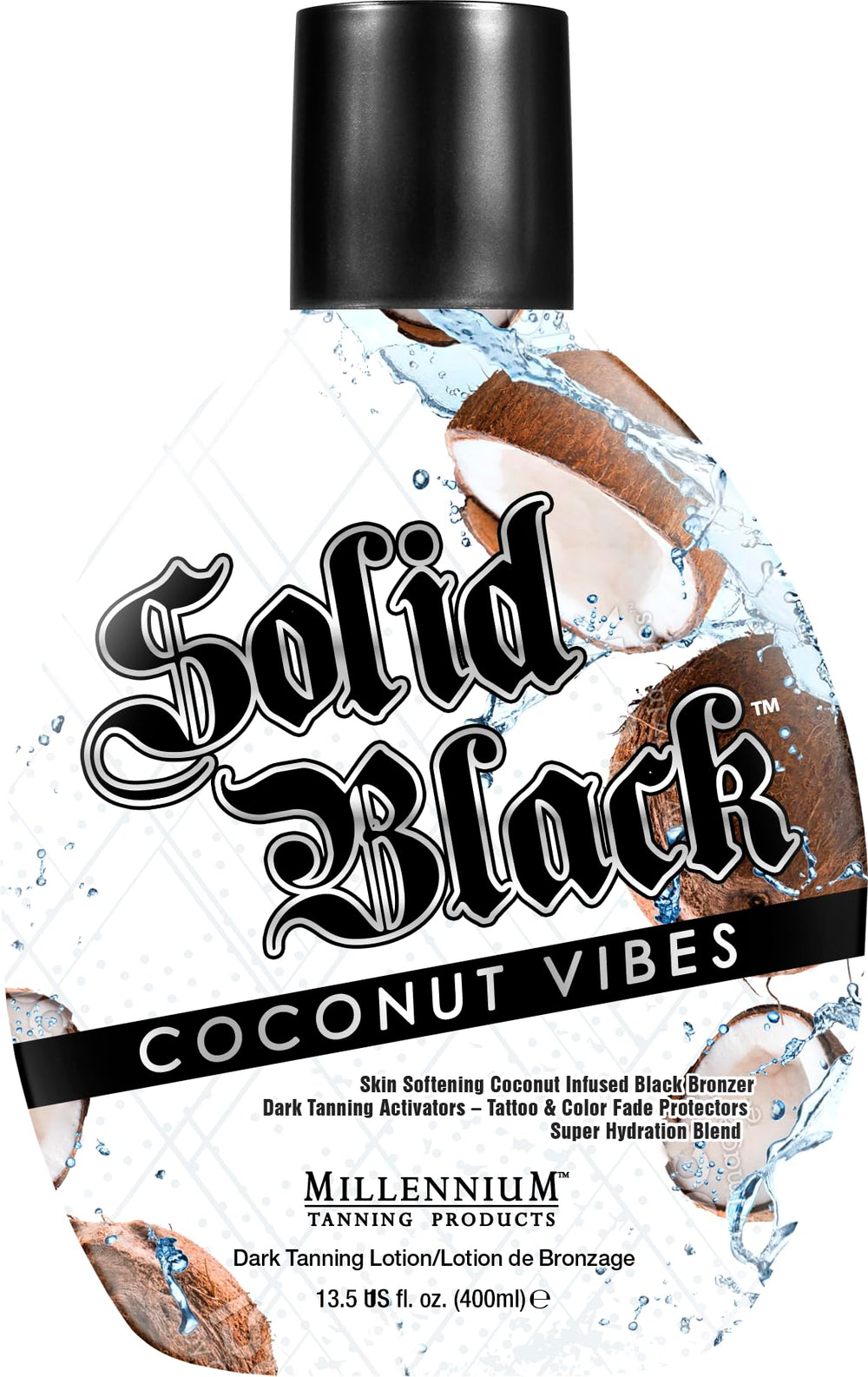 Millennium Tanning Solid Black Coconut Vibes – protection des tatouages et couleur du bronzage